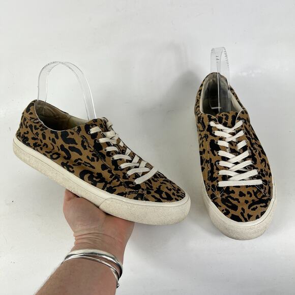 Madewell Sidewalk Low Top Sneaker women's 9 Leopard Print Recycled Canvas shoes - Picture 1 of 12